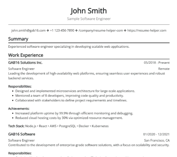 Free Resume Builder Interface